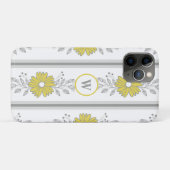 Geborduurde gele en grijze bloem Case-Mate iPhone case (Achterkant (horizontaal))