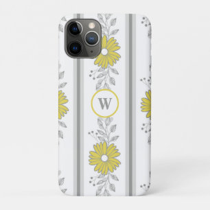 Geborduurde gele en grijze bloem Case-Mate iPhone case