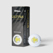 Geborduurde gele en grijze bloemen golfballen (Verpakking)