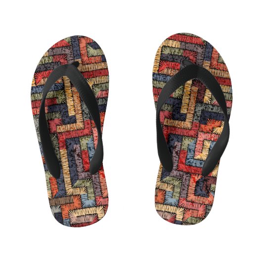 Geborduurde geometrische, etnische textuur kinder teenslippers (Voetbed)