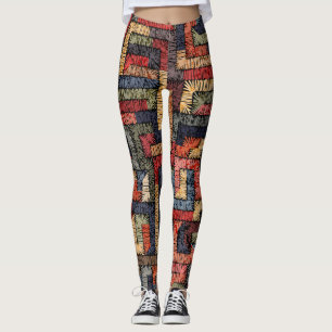 Geborduurde geometrische, etnische textuur leggings