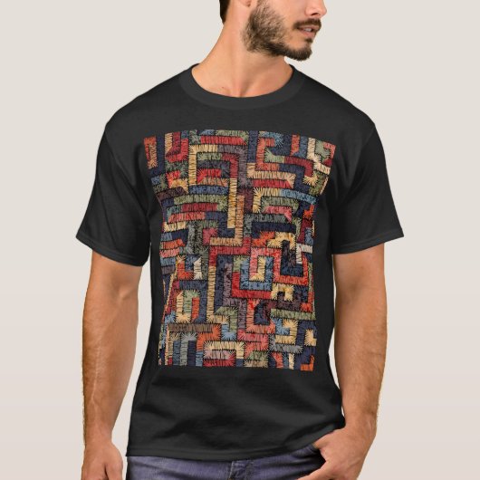 Geborduurde geometrische, etnische textuur t-shirt (Voorkant)