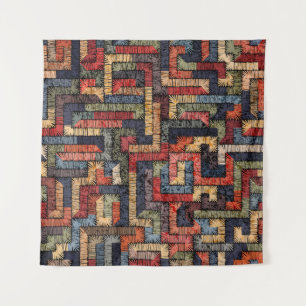 Geborduurde geometrische, etnische textuur wandkleed