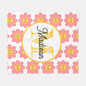 Geborduurde gepersonaliseerde bloem fleece deken (Voorkant (Horizontaal))