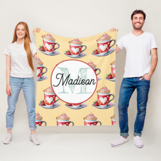 Geborduurde gepersonaliseerde fleece deken koffie