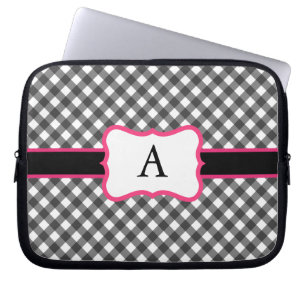 Geborduurde Gingham Laptop Hoes