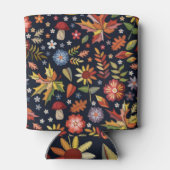 Geborduurde herfst: kleurrijk bloemmotief. blikjeskoeler (Achterkant)