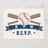 Geborduurde honkbal trouw RSVP briefkaart (Voorkant)