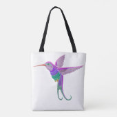 geborduurde Hummingbird en Iris Flowers Tote Bag (Achterkant)