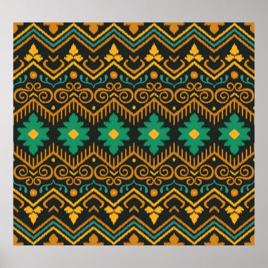 Geborduurde Ikat stof etnisch ontwerp Poster (Voorkant)