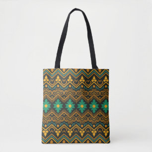 Geborduurde Ikat stof etnisch ontwerp Tote Bag