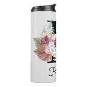 Geborduurde Initiaal K Roze Boho Bloemig Thermosbeker (Gedraaid links)