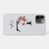 Geborduurde Initiaal M Roze Boho Bloem Case-Mate iPhone Case (Achterkant (horizontaal))