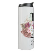 Geborduurde Initiaal P Roze Boho Bloemig Thermosbeker (Gedraaid links)