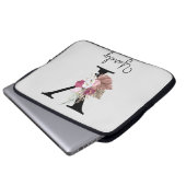 Geborduurde Initiaal Y Roze Boho Bloem Laptop Sleeve (Voorkant onderkant)