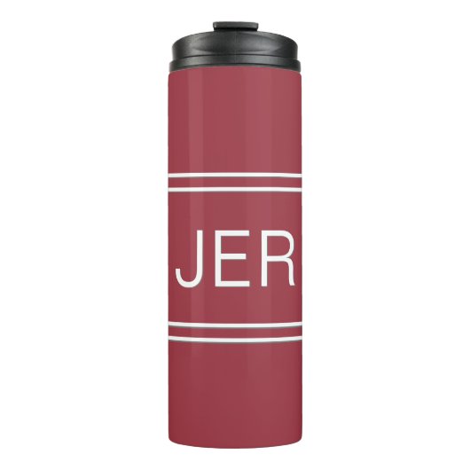 Geborduurde Initialen Dieprode Reisdrankaccessoire Thermosbeker (Voorkant)