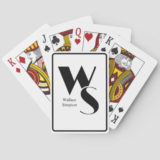Geborduurde Initialen en Naam Zwart & Wit Deck Pokerkaarten (Achterkant)