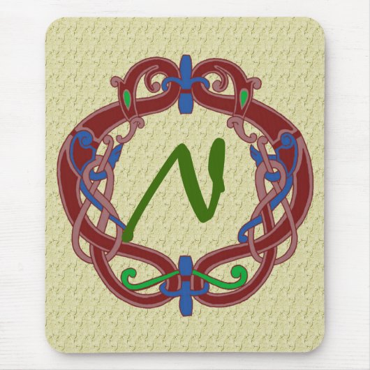 Geborduurde Initialen Keltisch Ontwerp Muismat (Voorkant)