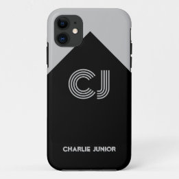Geborduurde initialen Minimalistisch grijs en zwar Case-Mate iPhone Case