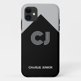 Geborduurde initialen Minimalistisch grijs en zwar Case-Mate iPhone Case