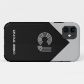 Geborduurde initialen Minimalistisch grijs en zwar Case-Mate iPhone Case (Achterkant (horizontaal))