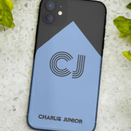 Geborduurde initialen Minimalistische zwarte & aqu Case-Mate iPhone Case