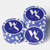 Geborduurde Initialen Naam Blauw Wit Tafel Spellen Poker Chips (Opstapeling)