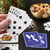 Geborduurde Initialen Naam Blauw & Wit Tafelspel Pokerkaarten (Insitu)