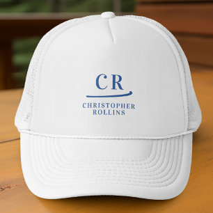 Geborduurde Initialen & Naam Minimalistische Blauw Trucker Pet