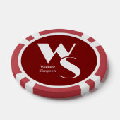 Geborduurde Initialen Naam Rood en Wit Spelend Poker Chips (Enkel)