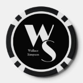 Geborduurde Initialen Naam Zwart en Wit Spelend Poker Chips (Achterkant)