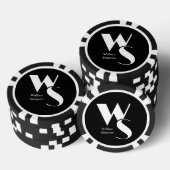 Geborduurde Initialen Naam Zwart en Wit Spelend Poker Chips (Opstapeling)