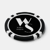 Geborduurde Initialen Naam Zwart en Wit Spelend Poker Chips (Enkel)