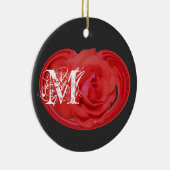 Geborduurde Initialen Roos Bloemornament Keramisch Ornament (Rechts)