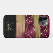 Geborduurde Initialen Zwart Bourgondië Goud Case-Mate iPhone Case (Achterkant (horizontaal))