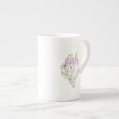 Geborduurde Iris Bone China Kop (Voorkant rechts)
