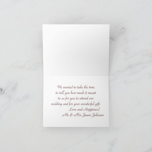 Geborduurde Ivoren Satijnen Trouw Bedankkaart (Binnen)