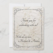 Geborduurde kant bruiloft dank u kaart (Voorkant)