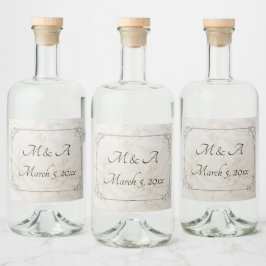 Geborduurde kant bruiloft fles label likeurfles etiket