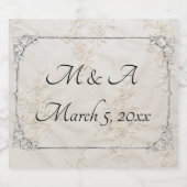 Geborduurde kant bruiloft fles label likeurfles etiket (Enkel label)