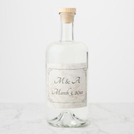 Geborduurde kant bruiloft fles label likeurfles etiket
