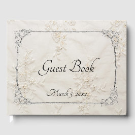 Geborduurde kant bruiloft gastenboek