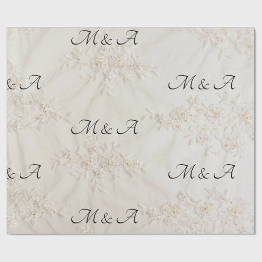 Geborduurde kant bruiloft Initialen inpakpapier (Vlak)