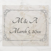 Geborduurde kant bruiloft mousserende wijn label sparkling wijnetiket (Enkel label)