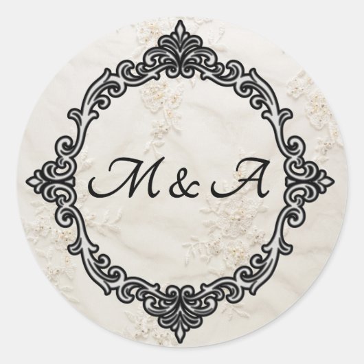 Geborduurde kant bruiloft ronde Sticker (Voorkant)