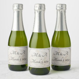 Geborduurde kant bruiloft wijn fles label sparkling wijnetiket