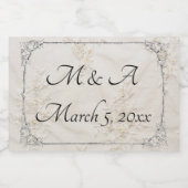 Geborduurde kant bruiloft wijn fles label sparkling wijnetiket (Enkel label)