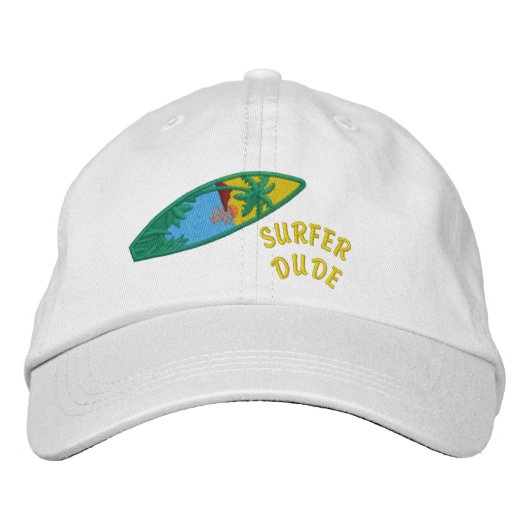 Geborduurde Kap Surfer Dude Pet (Voorkant)