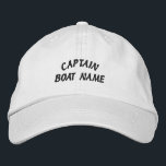 Geborduurde kapitein en bootnaam petten en pet<br><div class="desc">Geborduurde petten Pet, KAPITEIN EN JOUW NAAM 1</div>