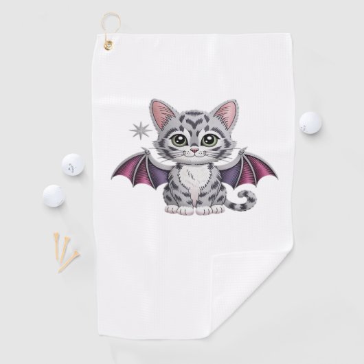 geborduurde kattenbat Classic T-Shirt Golfhanddoek (Insitu)